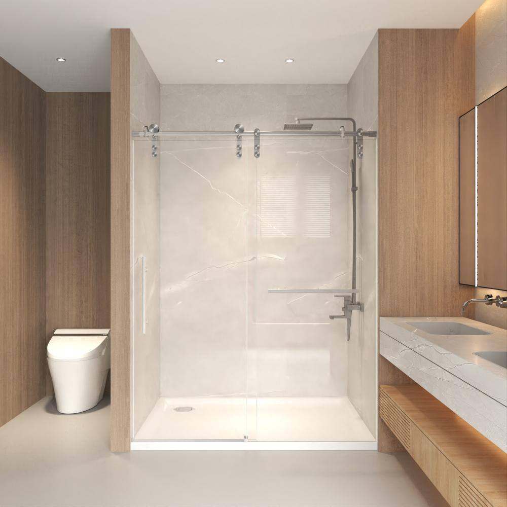56-60 in.W x 76 in.H Nickel Frameless Sliding Shower Door,8mm SGCC Tempered Glass,Stainless Steel,Reversible price history on PriceWatchPro