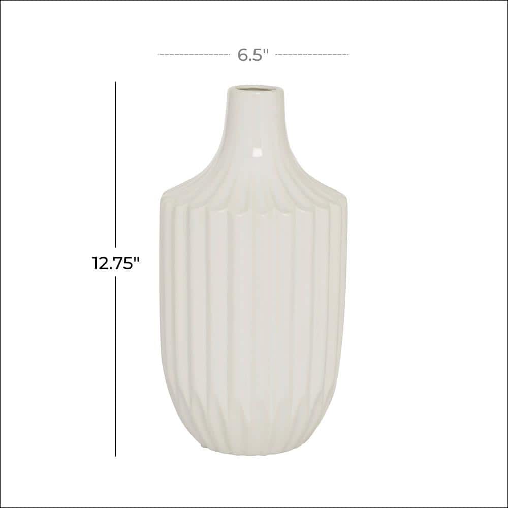 Sleek Elegance Glossy White Ceramic Bud Vase