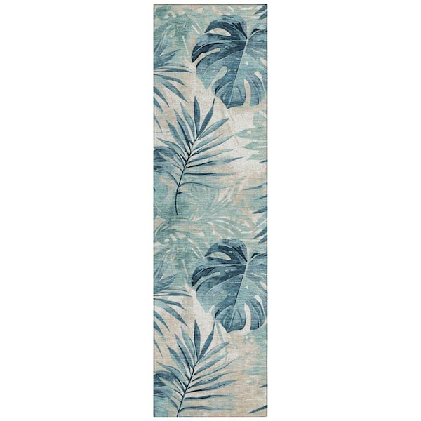 Chantille Machine Washable Indoor/Outdoor Abstract ACN1886 Teal 2 ft. 3 in. x 7 ft. 6 in. Runner Rug