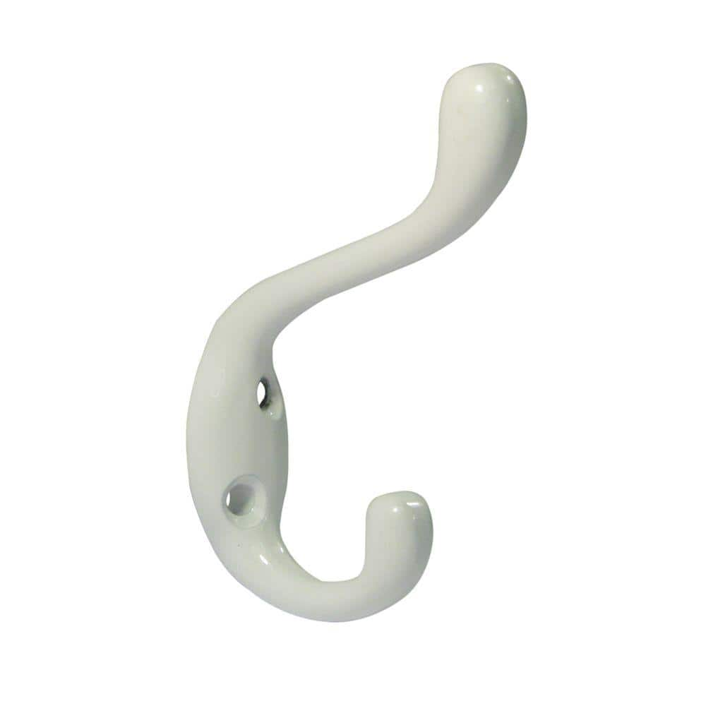 20 in. (508 mm) White Utility 22-Lb. Over The Door Hook Rack