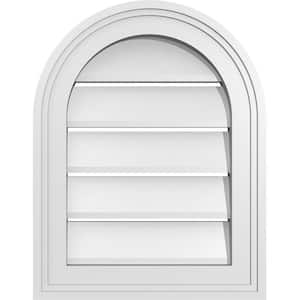 14'' x 18'' Round Top Surface Mount PVC Gable Vent: Functional with Brickmould Frame