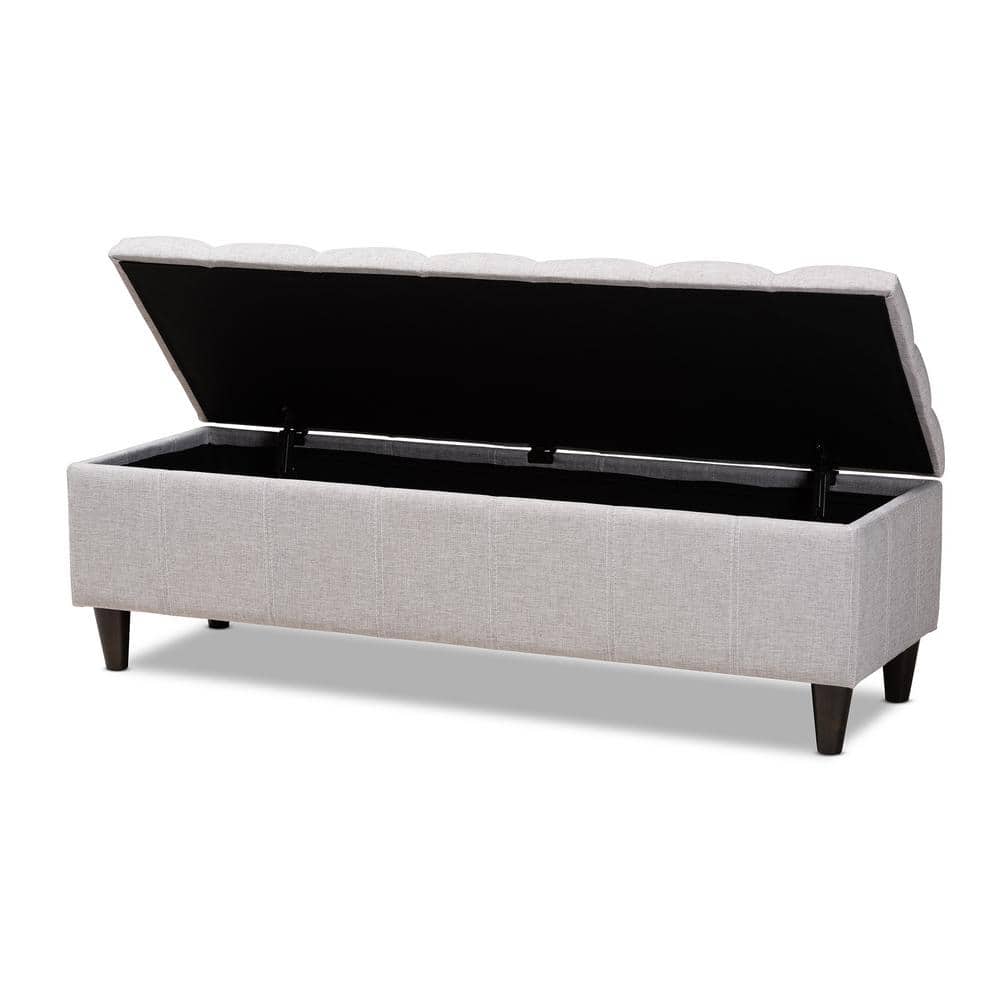 Brette 48'' Grayish Beige Tufted Fabric Storage Ottoman