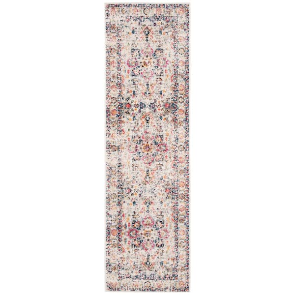 SAFAVIEH Madison Fuchsia/Ivory 2 ft. x 14 ft. Geometric Runner Rug