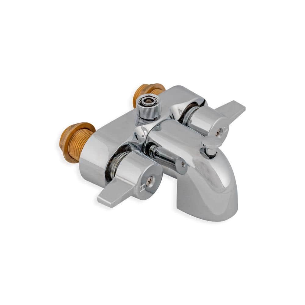 Chrome Freestanding Bathtub Shower Kit with Curtain Rod