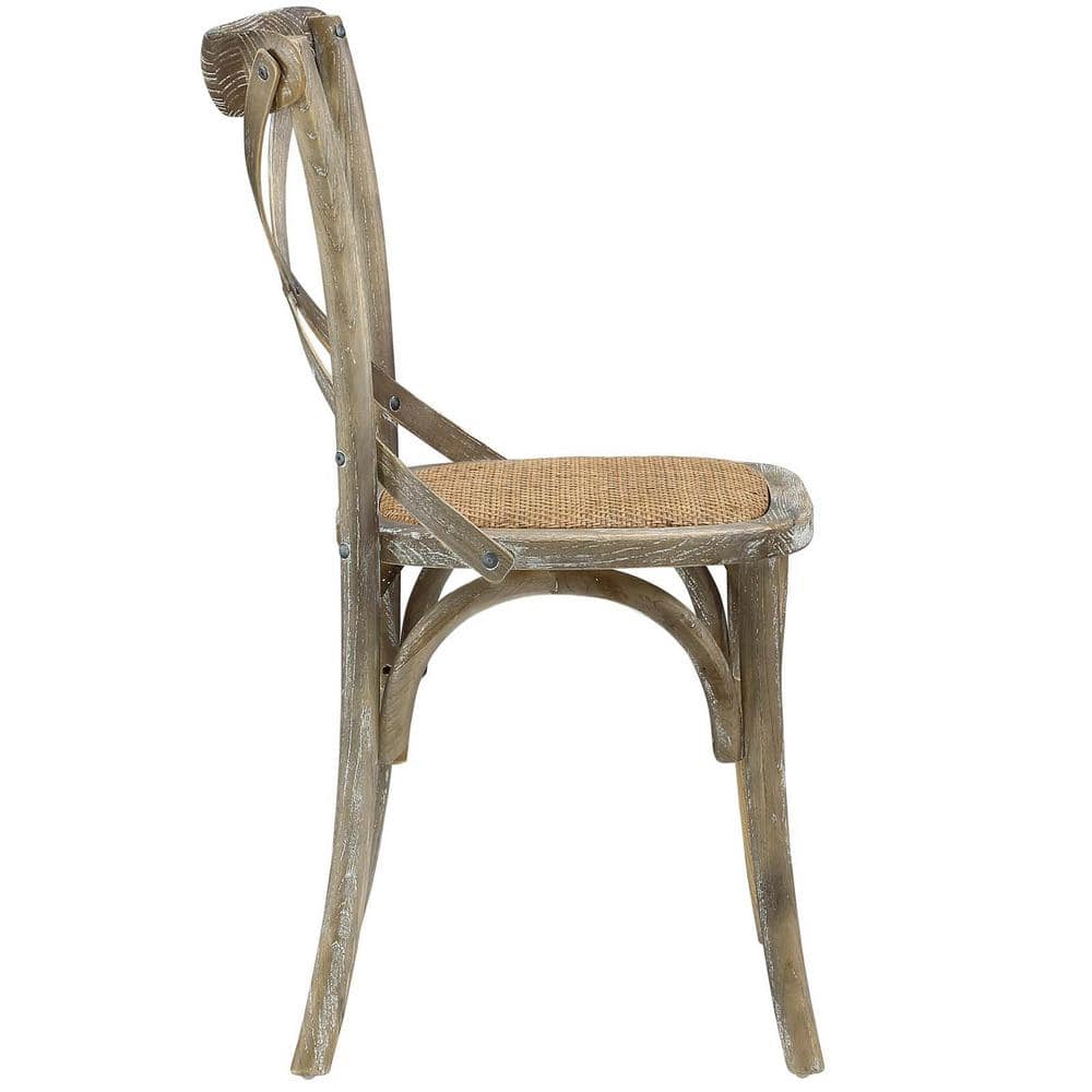 Rustic Gray Elm Wood Cross-Back Dining Side Chair