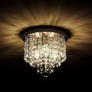 11 in. 5-Light Gold Glam Flush Mount Chandelier with Clear K9 Crystals