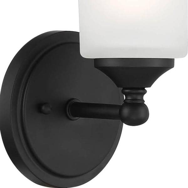 Designers Fountain - Bronson 9.5 in. Matte Black Wall Sconce with Frosted Glass Shade