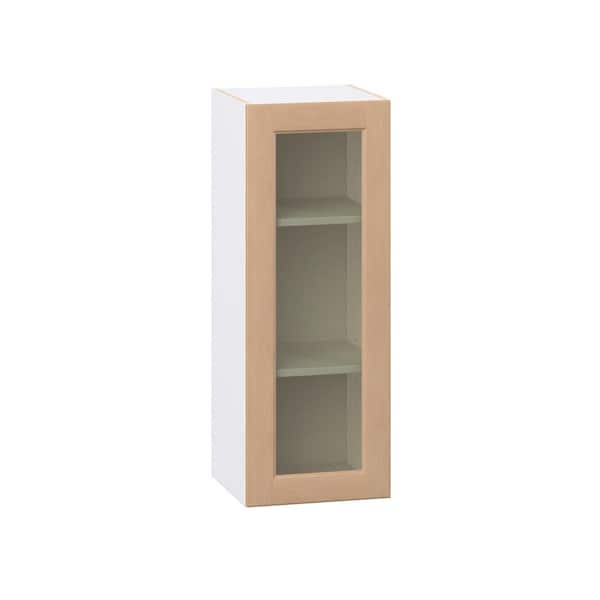 J COLLECTION Lakewood 15 in. W x 14.75 in. D x 40 in. H Shaker Assembled Specialty Wall Kitchen Cabinet w/ Glass Door in Sugar Cookie