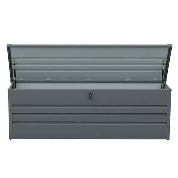 260 Gal. Extra Large Metal Outdoor Deck Box Waterproof Patio Storage Box, Lockable for Cushions, Pool Accessories