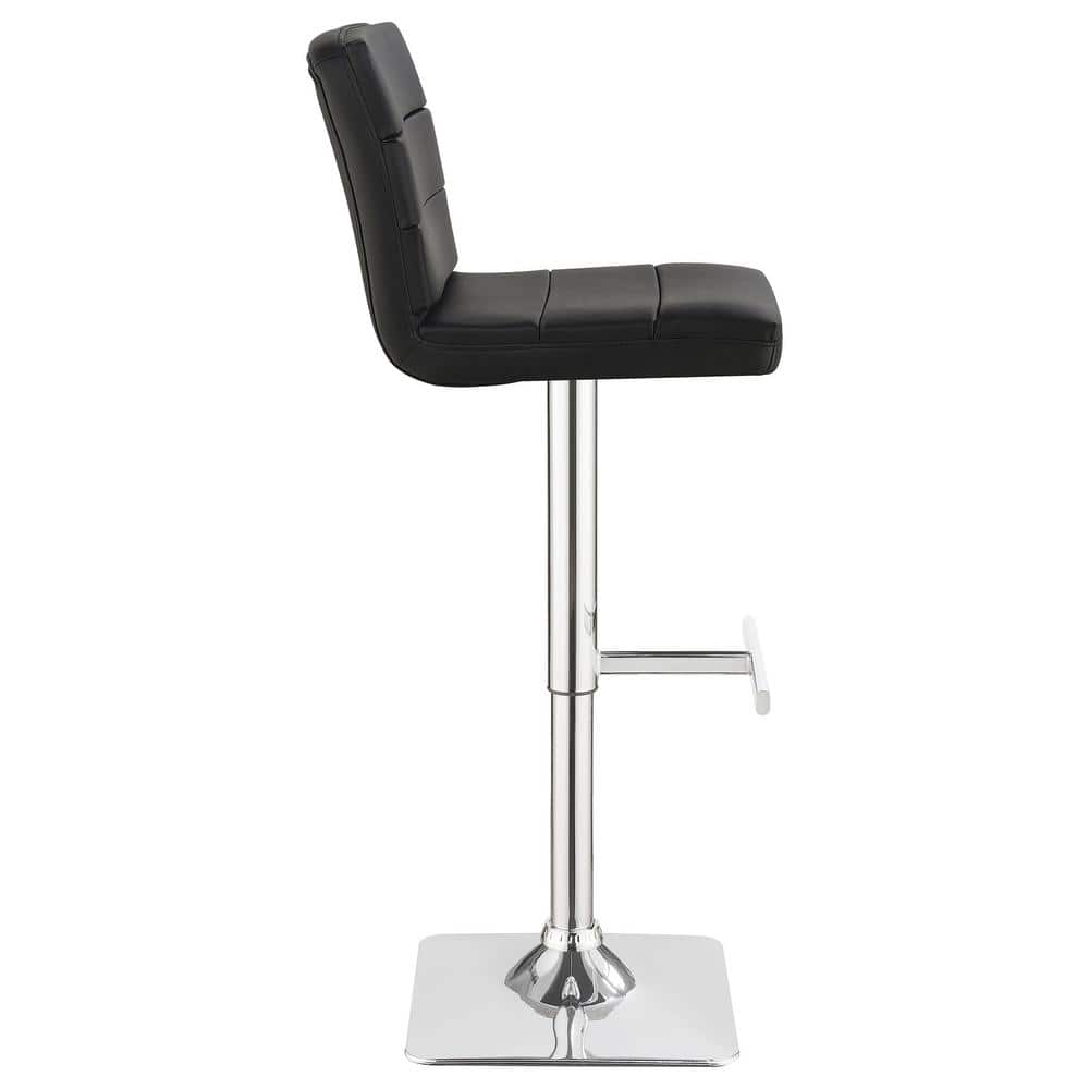 Contemporary Black Leatherette Swivel Adjustable Bar Stool