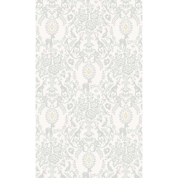 Walls Republic Grey Non-Pasted Floral Damask With Animals Kids Shelf Liner Non-Woven Wallpaper Double Roll (57 sq. ft.)