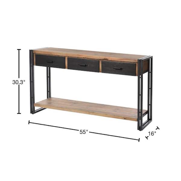 Light Brown Mango Wood Finish Console Table With Matte Black Iron Frame Light Brown Mango Wood Finish Console Table With Matte Black Iron Frame