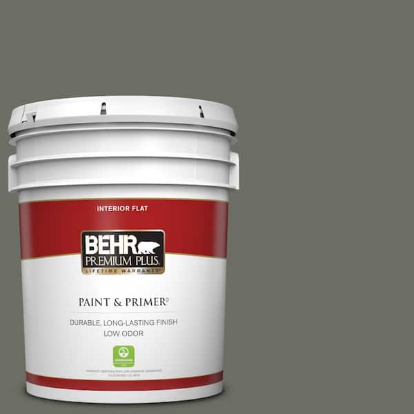 BEHR PREMIUM PLUS 5 gal. #N380-6 Bonsai Trunk Flat Low Odor Interior Paint & Primer
