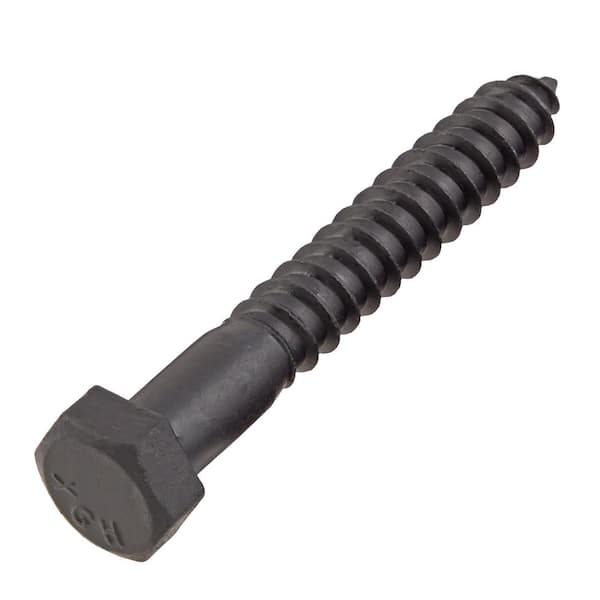 1/2 in. x 3-1/2 in. Black Exterior Hex Head Lag Screw (25-Pack)