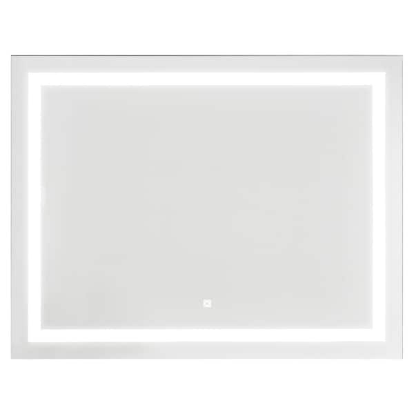 FELIDOMUS 36 in. W x 28 in. H Rectangular Frameless Anti-Fog Lighted Wall Bathroom Vanity Mirror in Sliver Touch Sensor