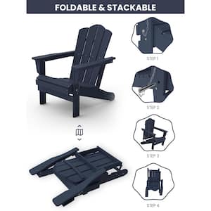 HDPS Classic Navy Folding Plastic Adirondack Chair