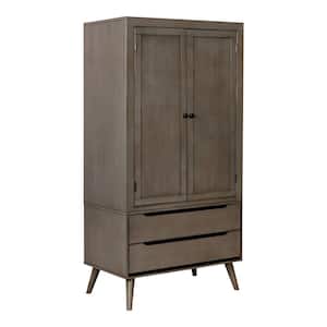 Mackie Gray Wood 36 in. Armoire with 2-Drawers