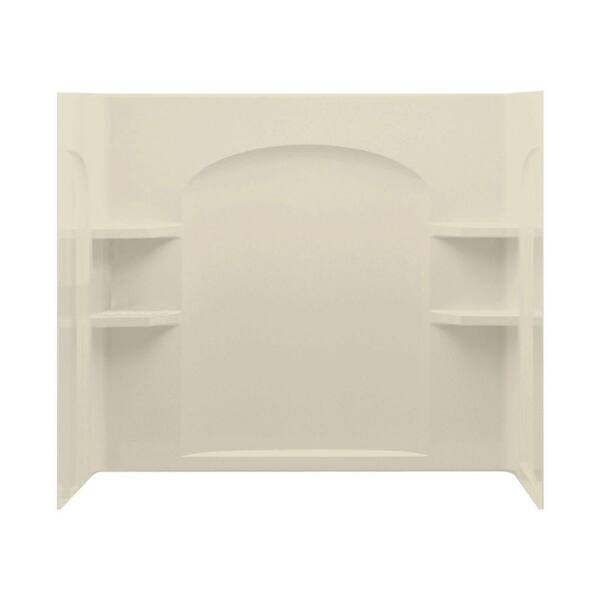 STERLING Ensemble 33-1/4 in. x 60 in. x 55-1/4 in. Three Piece Direct-to-Stud Shower Wall Set Backer in Almond-DISCONTINUED