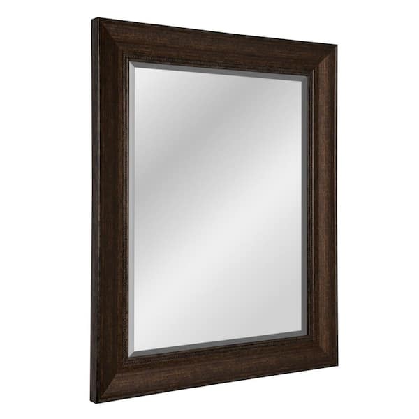 29 in. W x 35 in. H Framed Rectangular Beveled Edge Bathroom Vanity Mirror in Bronze