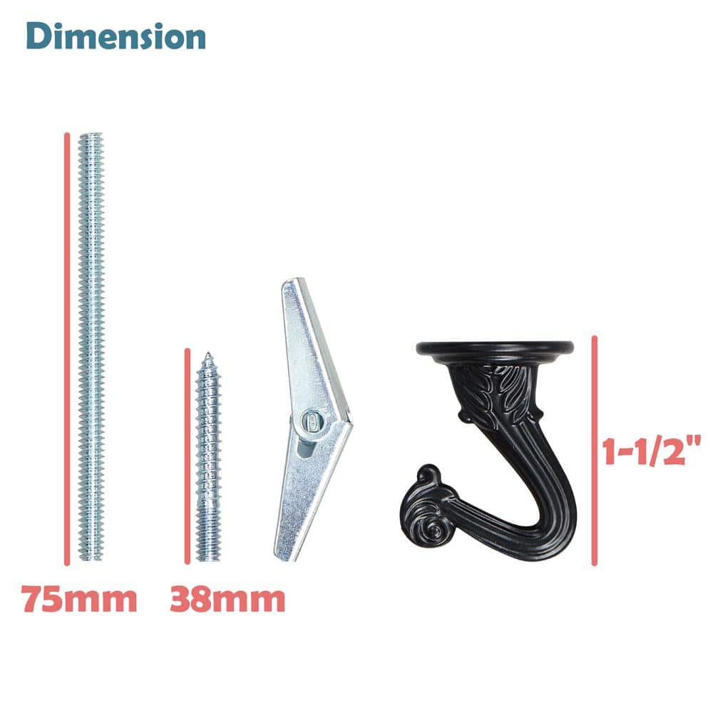 Oil Rubbed Bronze and Wood Swag Hook Set, 2-Pack