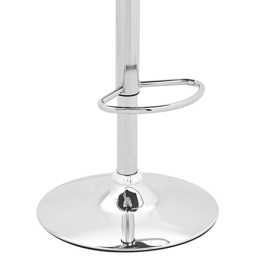 Gray Adjustable Swivel Bar Stool with Chrome and Walnut Accents