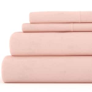 Premium 4-Piece Blush Ultra Soft Flannel King Sheet Set
