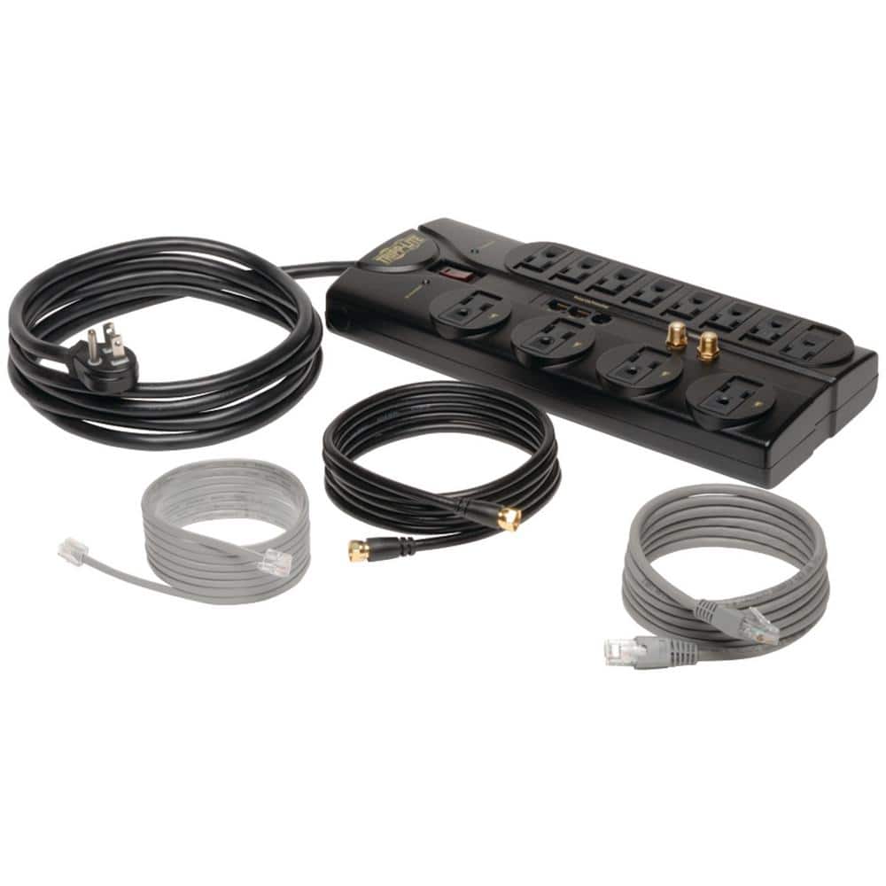 Tripp Lite 12-Outlet Black Surge Protector with Alarm and Data Line Protection