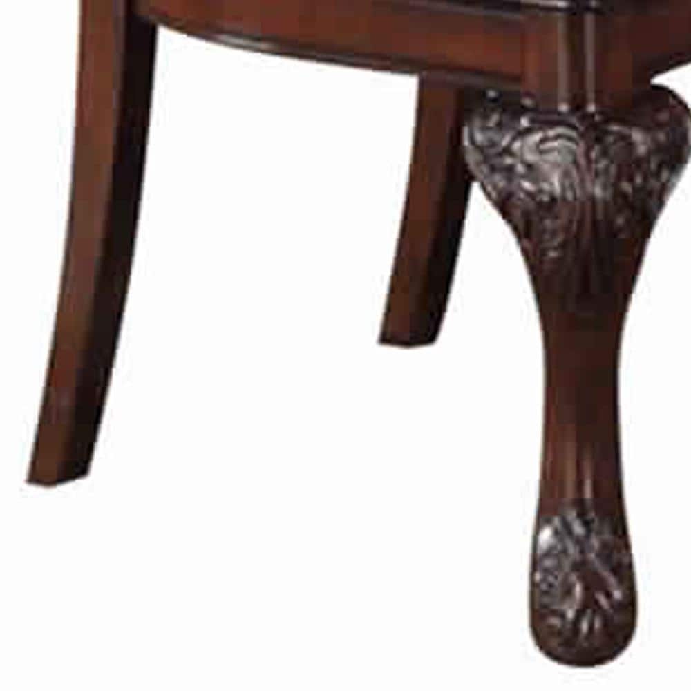 Brown Faux Leather Upholstered High Side Chair with Wood Frame
