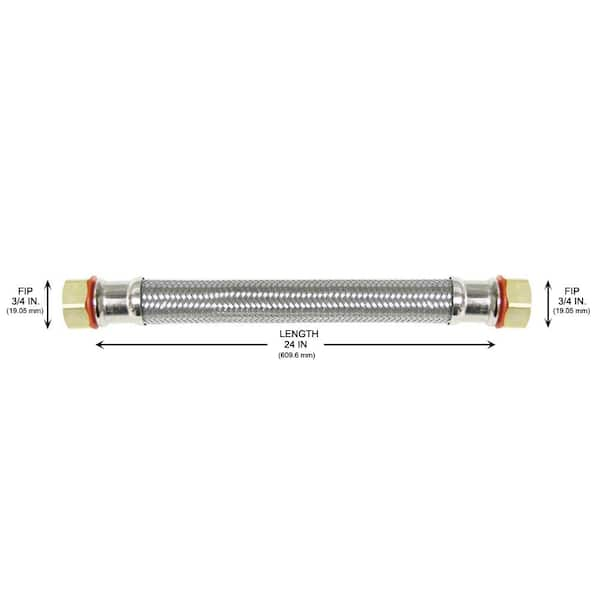 3/4 in. FIP x 3/4 in. FIP x 24 in. Stainless Steel Water Heater Supply Line