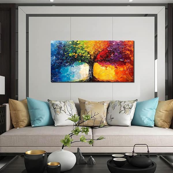 Tree Wall Art for Living Room-Colorful Painting Wall Art for