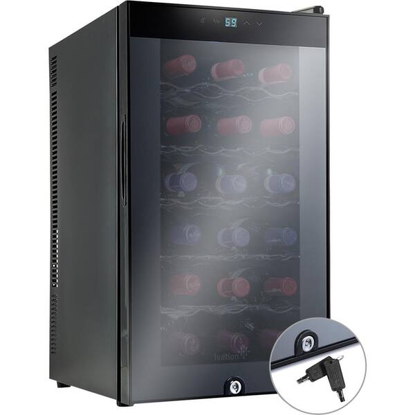 Ivation 18 Bottle Thermoelectric Freestanding Wine Cooler Fridge Cellar Refrigerator With Door Lock Black Ivfwct181lbwh The Home Depot