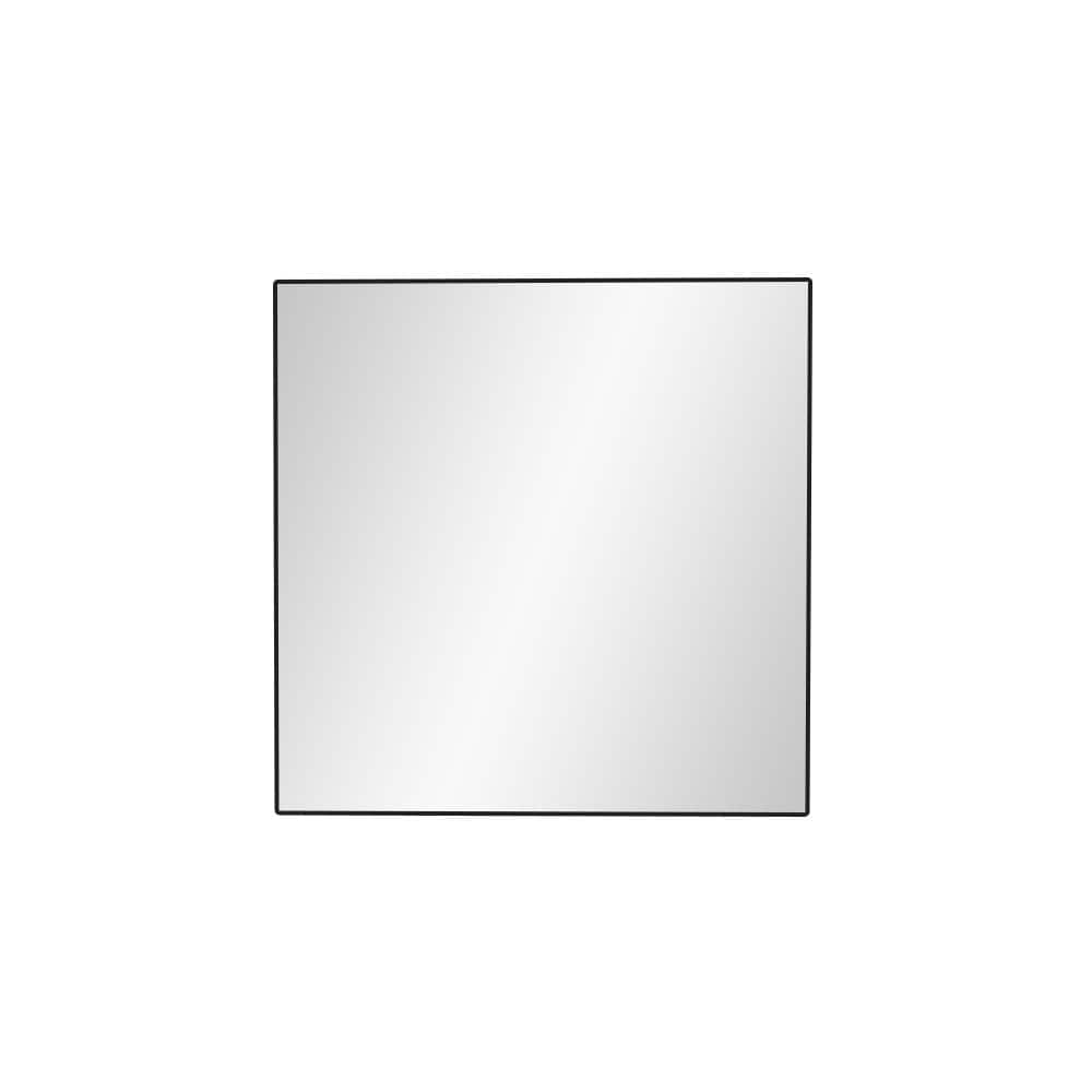 Black 30 in. W x 30 in. H Square Metal Framed Mirror Modern Design Wall Dec