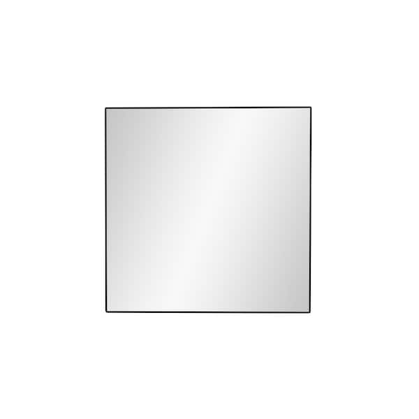 Unbranded Black 30 in. W x 30 in. H Square Metal Framed Mirror Modern Design Wall Decor Mirror for Living Room