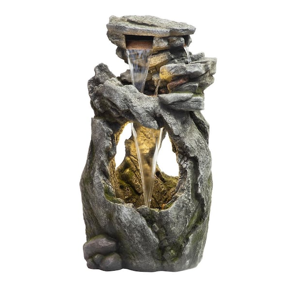 Alpine Corporation 41 in. Tall Indoor/Outdoor Rainforest Waterfall Fountain with LED Lights