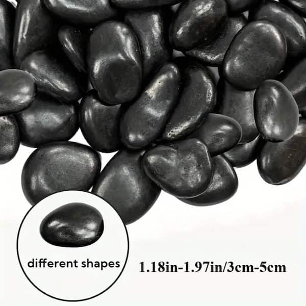 0.3 cu. ft. per Large (1-3 in.) Black Outdoor Decorative Garden Stone Polished River Rock, for Landscaping Walkways Yard