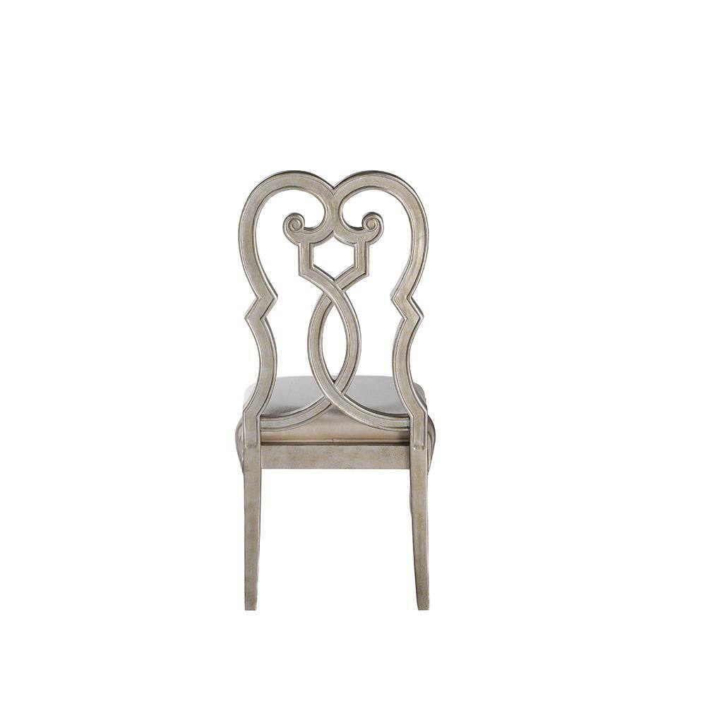 Esteban Ivory Velvet Upholstered Side Chair with Wood Accents