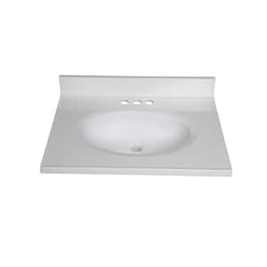 25 in. W x 19 in. D Cultured Marble Vanity Top in White with White Rectangular Single Sink