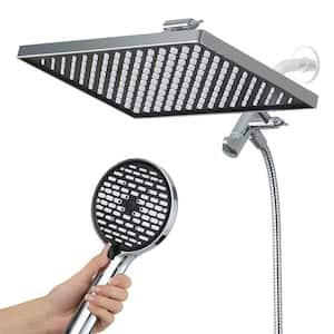 Rainfull 6-Spray 12 in. Wall Mount Dual Shower Head and Handheld Shower Head 1.8 GPM in Chrome