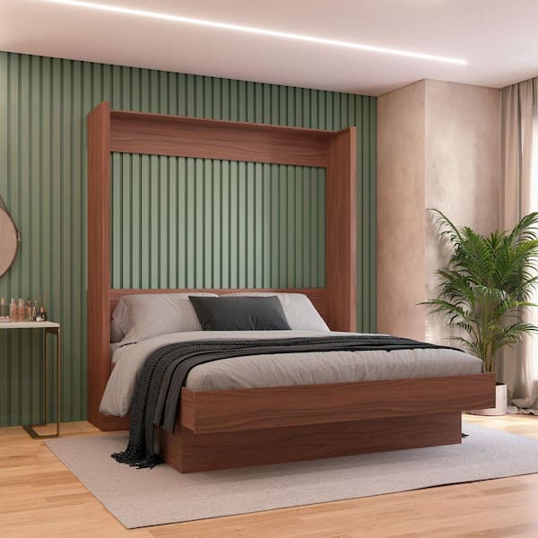 Brown Wood Frame King Murphy Bed