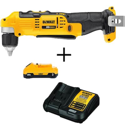 20-Volt MAX Cordless 3/8 in. Right Angle Drill/Driver, (1) 20-Volt 3.0Ah Battery & Charger