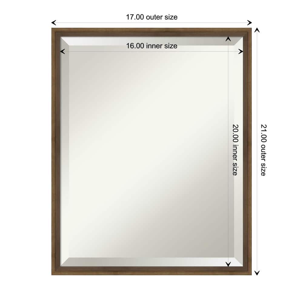 Elegant Rectangular Light Bronze Wood Vanity Mirror 17" x 21"