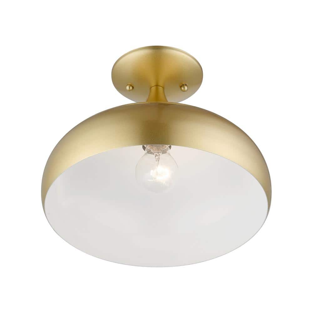 Amador Soft Gold Teardrop Flush Mount with Shiny White Interior