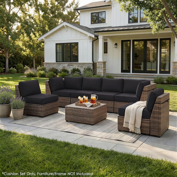 26 in. x 26 in. x 5 in. (14-Piece) Deep Seating Outdoor Lounge Chair Sectional Cushion Grey
