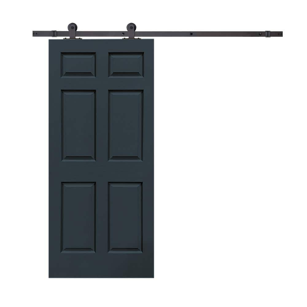 CALHOME 30 in. x 80 in. Charcoal Gray Painted Composite MDF 6-Panel ...