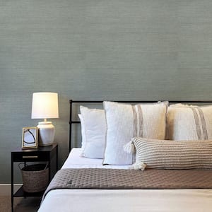 Sisal Steel Blue Authentic Textured Grasscloth Handwoven Wallpaper, 72 sq. ft.