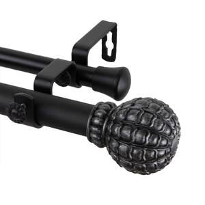 28 in. - 48 in. 1 in. Pod Double Curtain Rod Set in Black