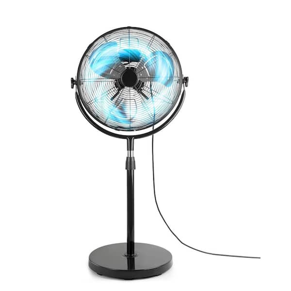 18 in. 3 fan speeds Pedistal Fan in Black with Adjustable Height and Tilt for Industrial, Commercial, Residential