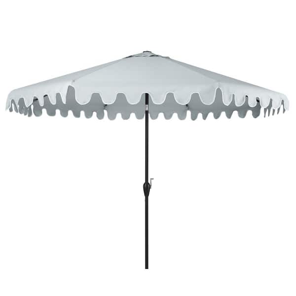 PolyTeak 9 ft. Crank & Push Button Tilt Patio Umbrella in Light Grey
