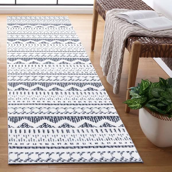 Alamo 2 ft. x 8 ft. Charcoal/Ivory Chevron Geometric Runner Rug
