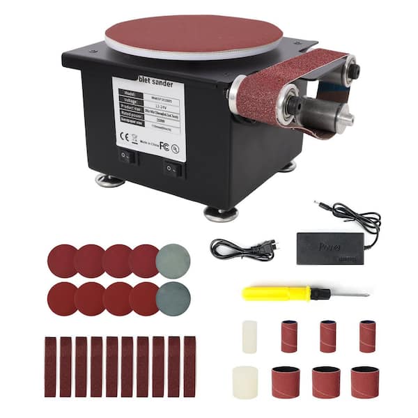 maocao hoom 2 in 1 Mini Belt Disc Sander, Bench Grinder Small Spindle Sander Machine for Wood Metal Stone Diy Grinding